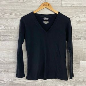 Awake Black Vneck Long Sleeve Blouse